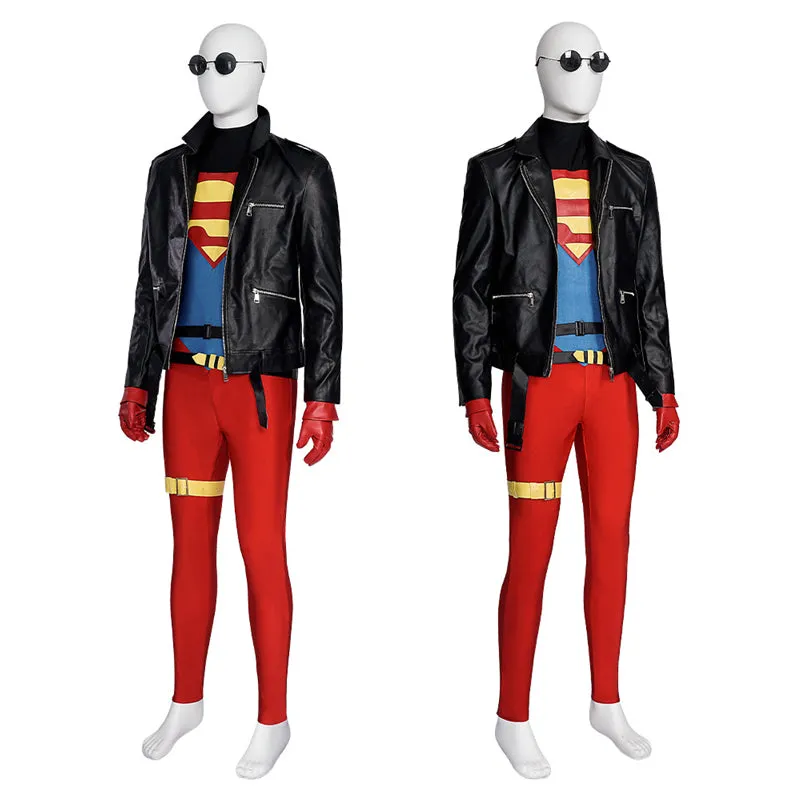 Comic Superboy Cosplay Superhero Superboy Conner Kent Costume Black Jacket Halloween Suit