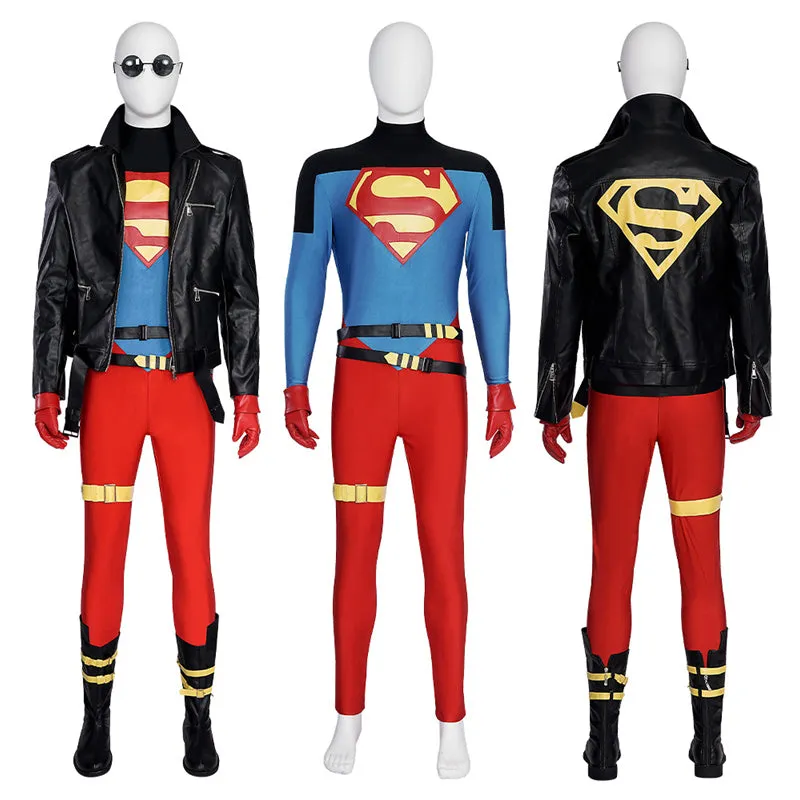 Comic Superboy Cosplay Superhero Superboy Conner Kent Costume Black Jacket Halloween Suit