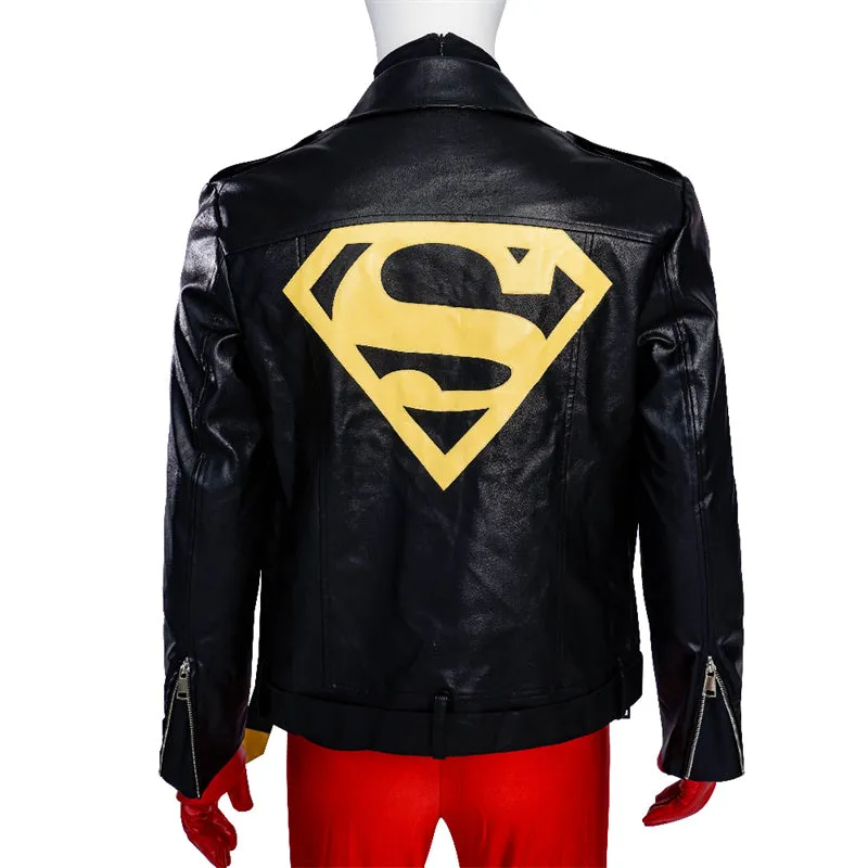 Comic Superboy Cosplay Superhero Superboy Conner Kent Costume Black Jacket Halloween Suit