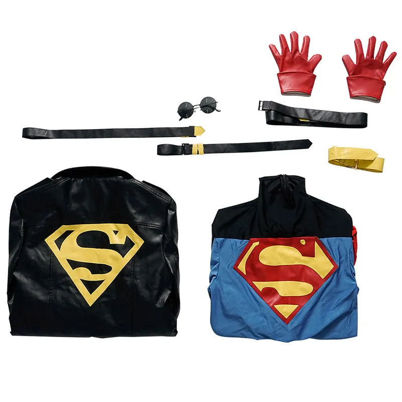 Comic Superboy Cosplay Superhero Superboy Conner Kent Costume Black Jacket Halloween Suit