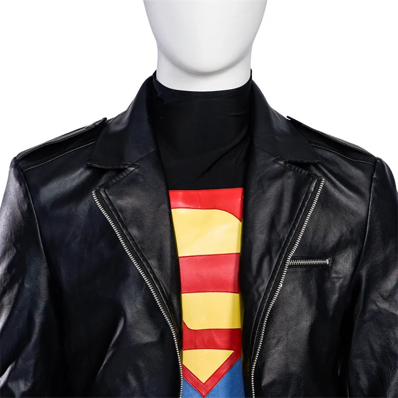 Comic Superboy Cosplay Superhero Superboy Conner Kent Costume Black Jacket Halloween Suit