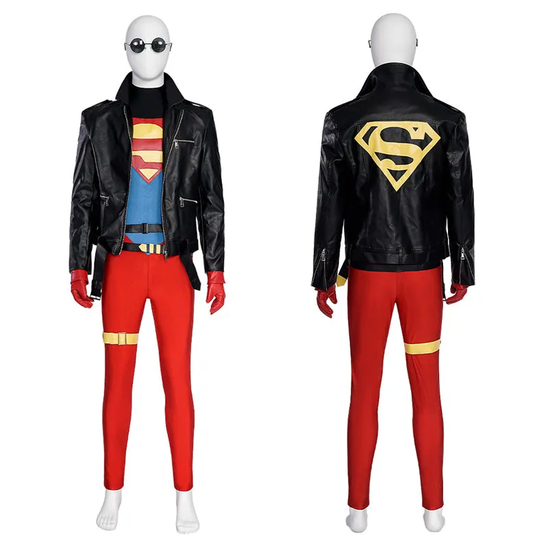 Comic Superboy Cosplay Superhero Superboy Conner Kent Costume Black Jacket Halloween Suit