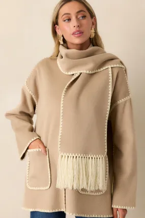 Coming Around Taupe Blanket Stitch Coat