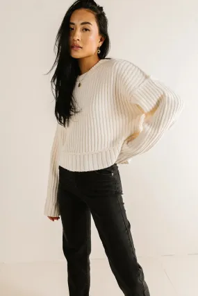 Daniela Ribbed Sweater in Cream - FINAL SALE