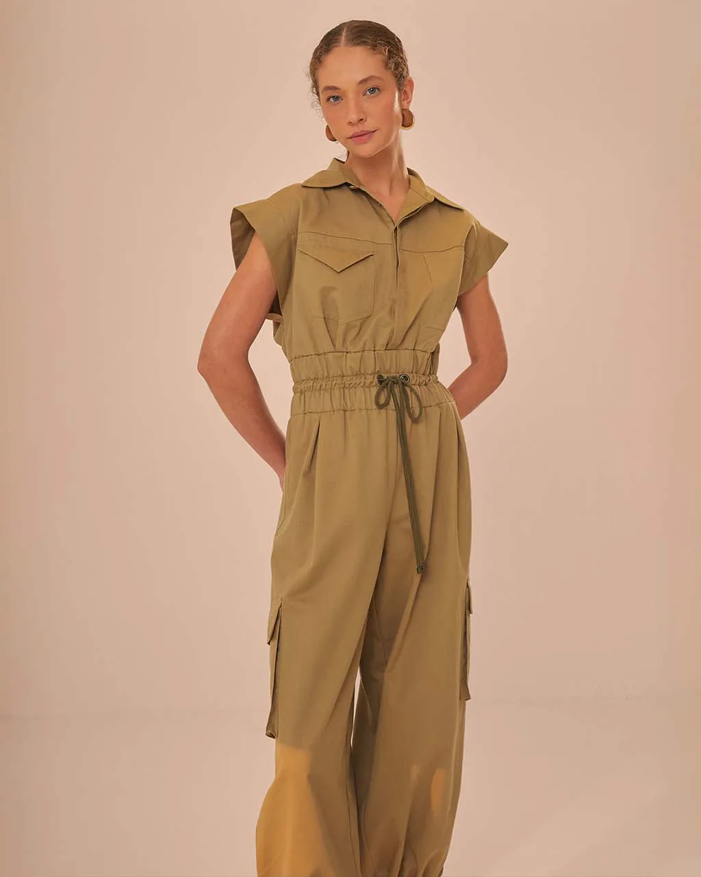 Dark Green Utility Jumpsuit