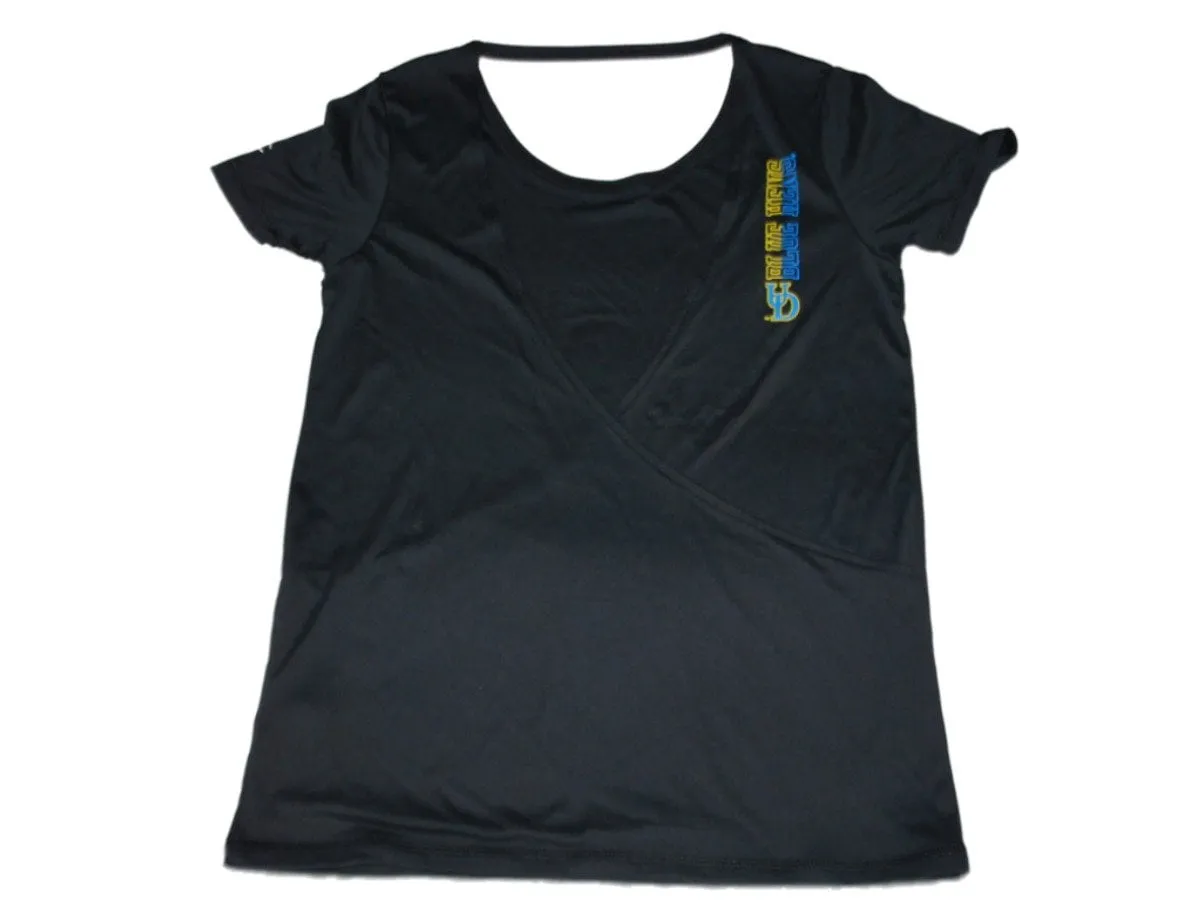 Delaware Blue Hens Champion Women Black Cut-Out Back Vapor Quick Dry T-Shirt (M)