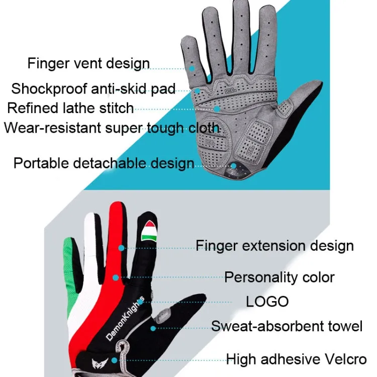 DemonKnights Cycling Gloves Full Finger Bicycle Gloves Outdoor Sports Equipment, Size: M(Azzurri)