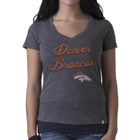 Denver Broncos 47 Brand Women's Gray V-Neck Short Sleeve T-Shirt (L)