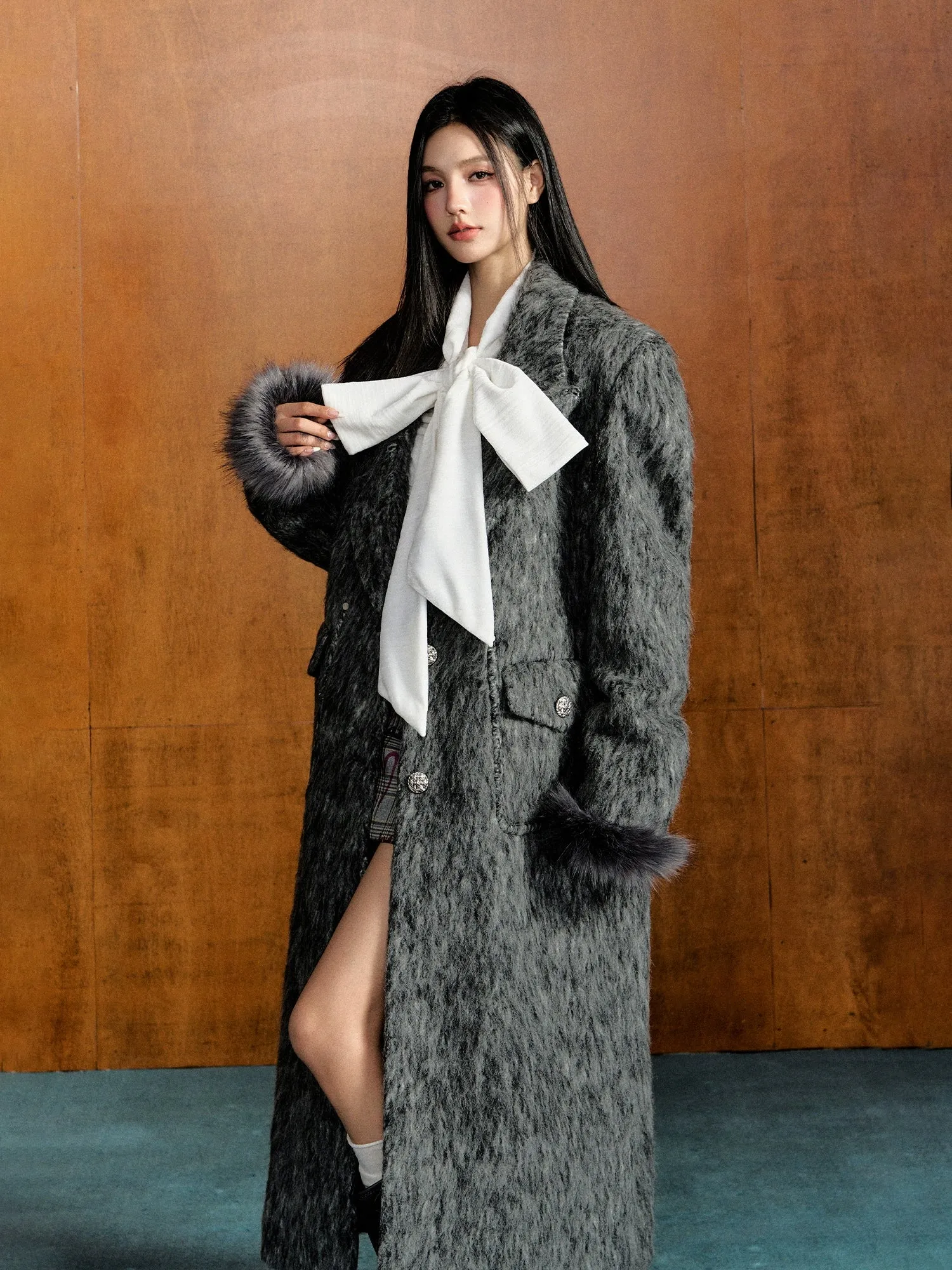 Detachable Fur Collar Wool Coat