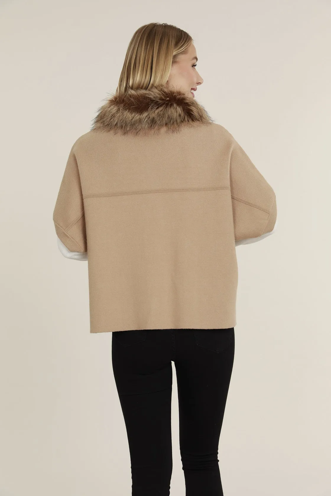 Dolce Cabo Faux Fur Cardigan - Camel