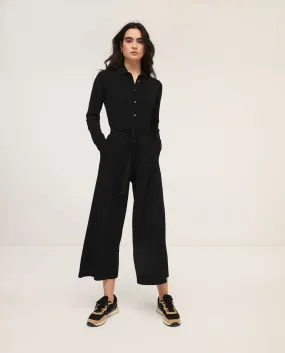 Effen zwart jumpsuit | Surkana plain mono with shirt collar black