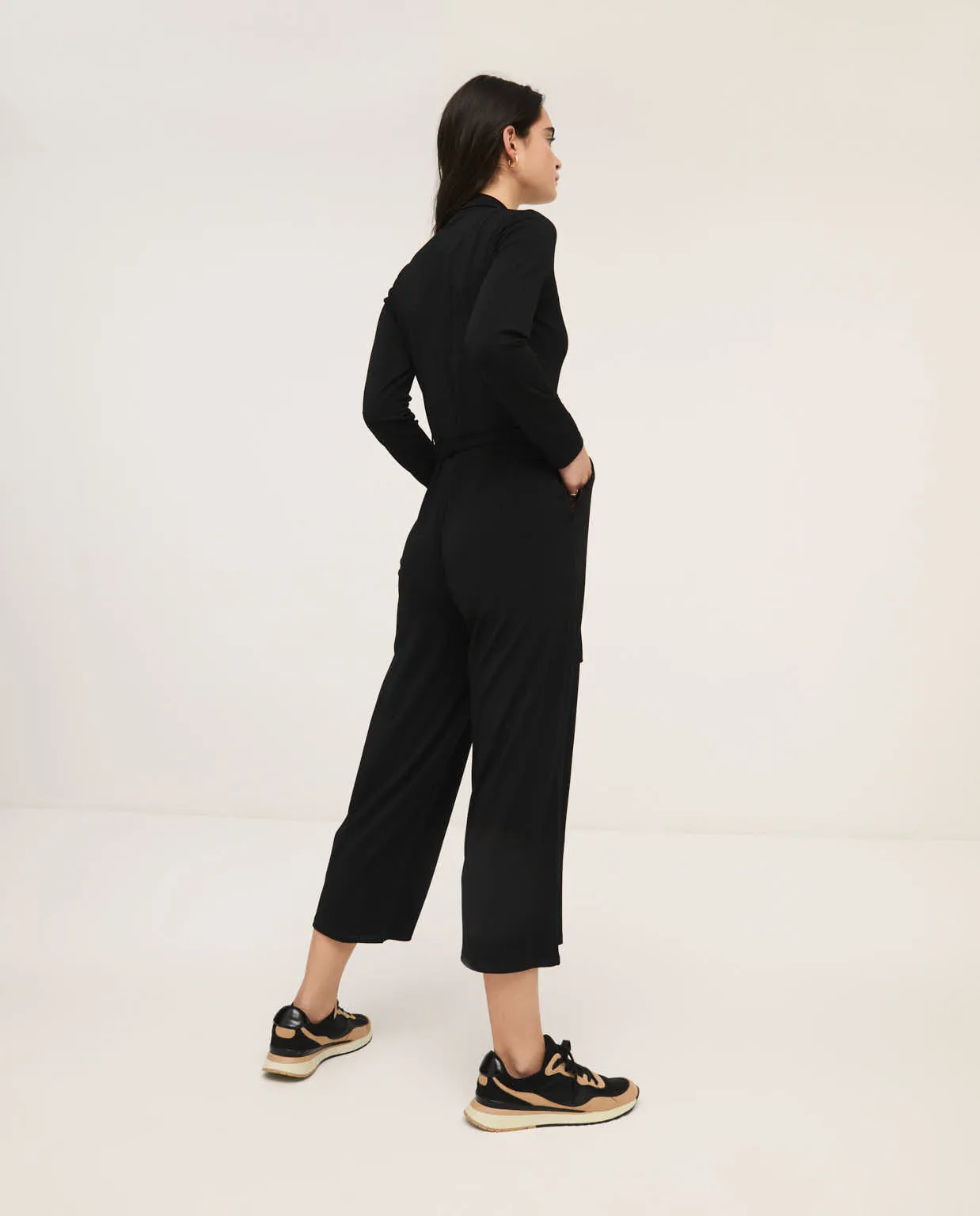 Effen zwart jumpsuit | Surkana plain mono with shirt collar black