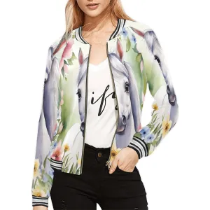 Floral Horse awd303 Bomber Jacket for Women