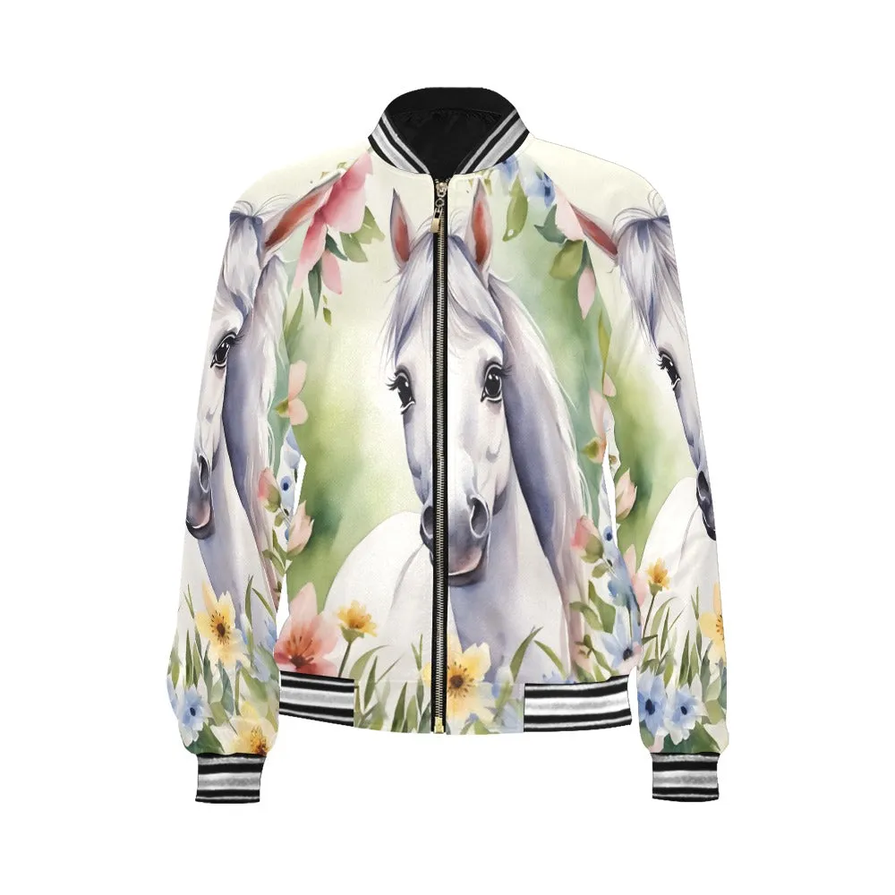 Floral Horse awd303 Bomber Jacket for Women