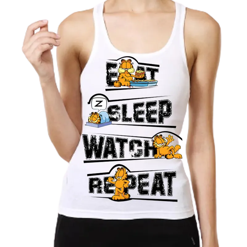 Garfield Eat Sleep Watch Womens Tank Top