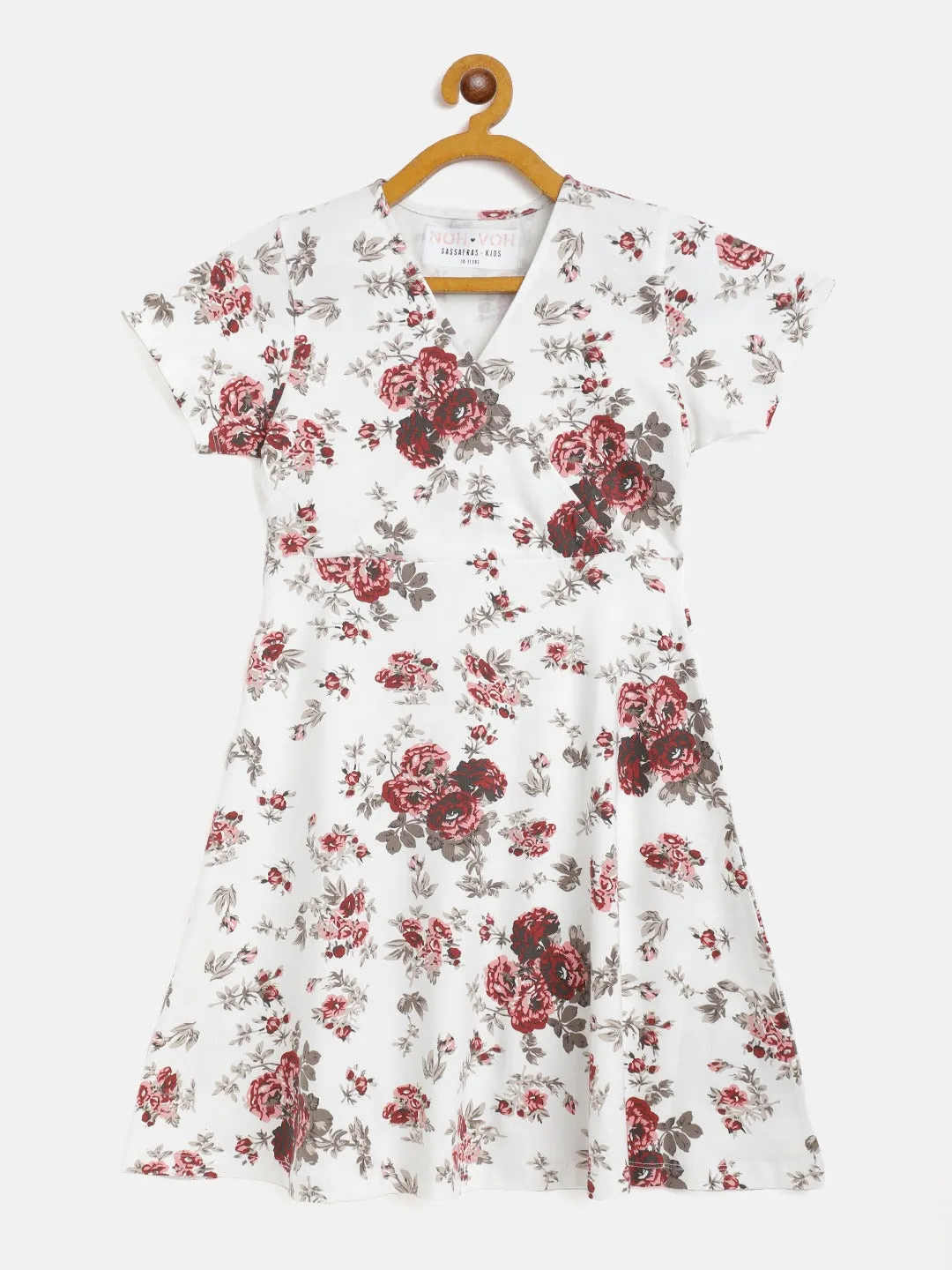 Girls Maroon Floral Wrap Dress