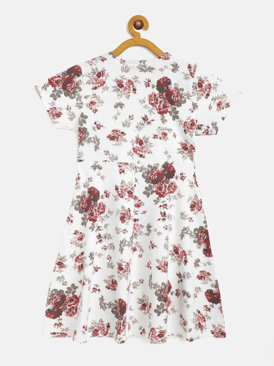 Girls Maroon Floral Wrap Dress