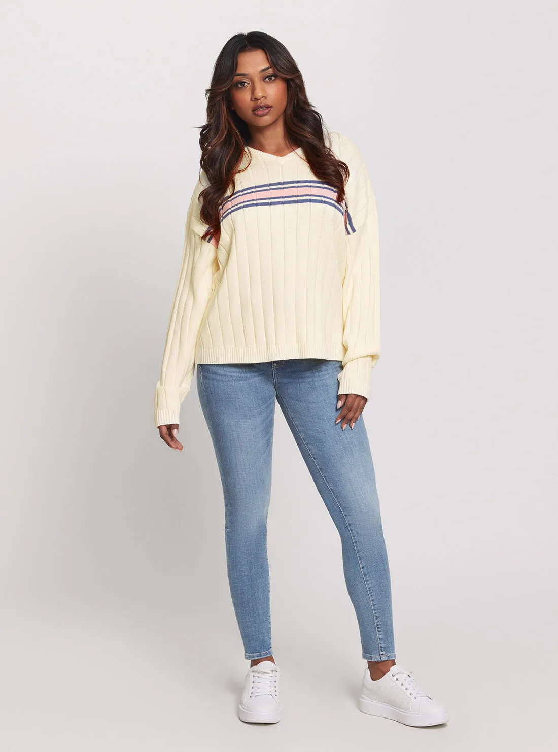 Guess Originals Cream V-neck Sweater