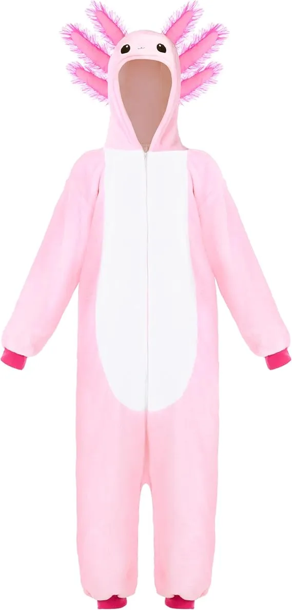 Halloween Kids Pajama for Girls, Pink Zip-Up Hooded Jumpsuit Costume