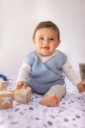 Handknitted Vest | Blue | Made with Organic Cotton Yarn