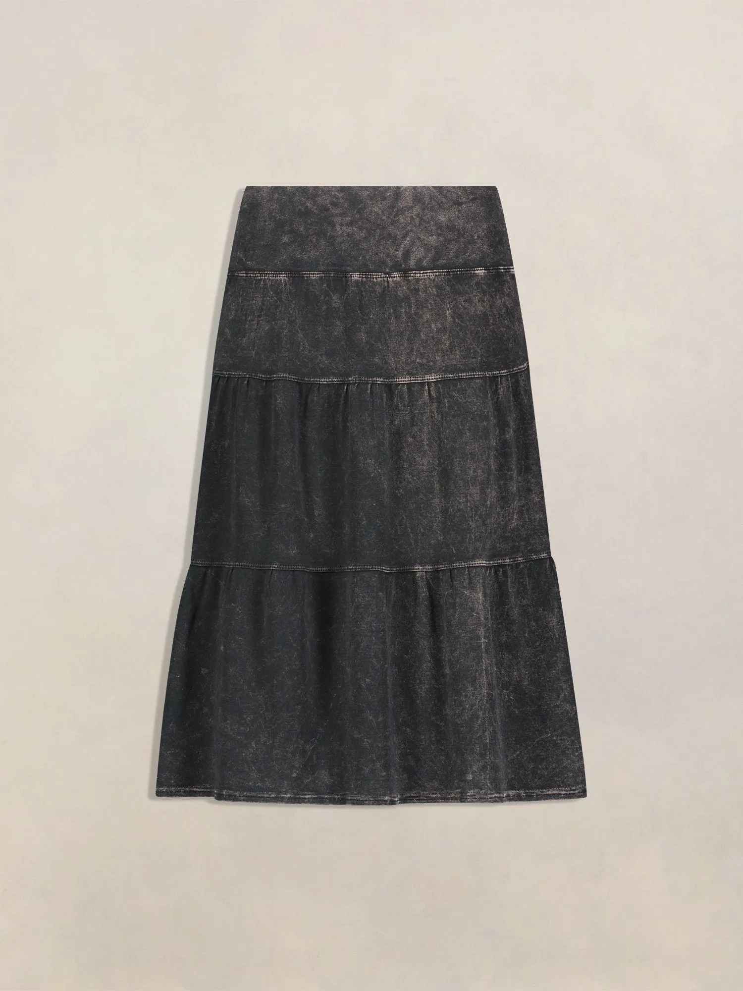 Hard Tail Tiered Knee Length Skirt T-229