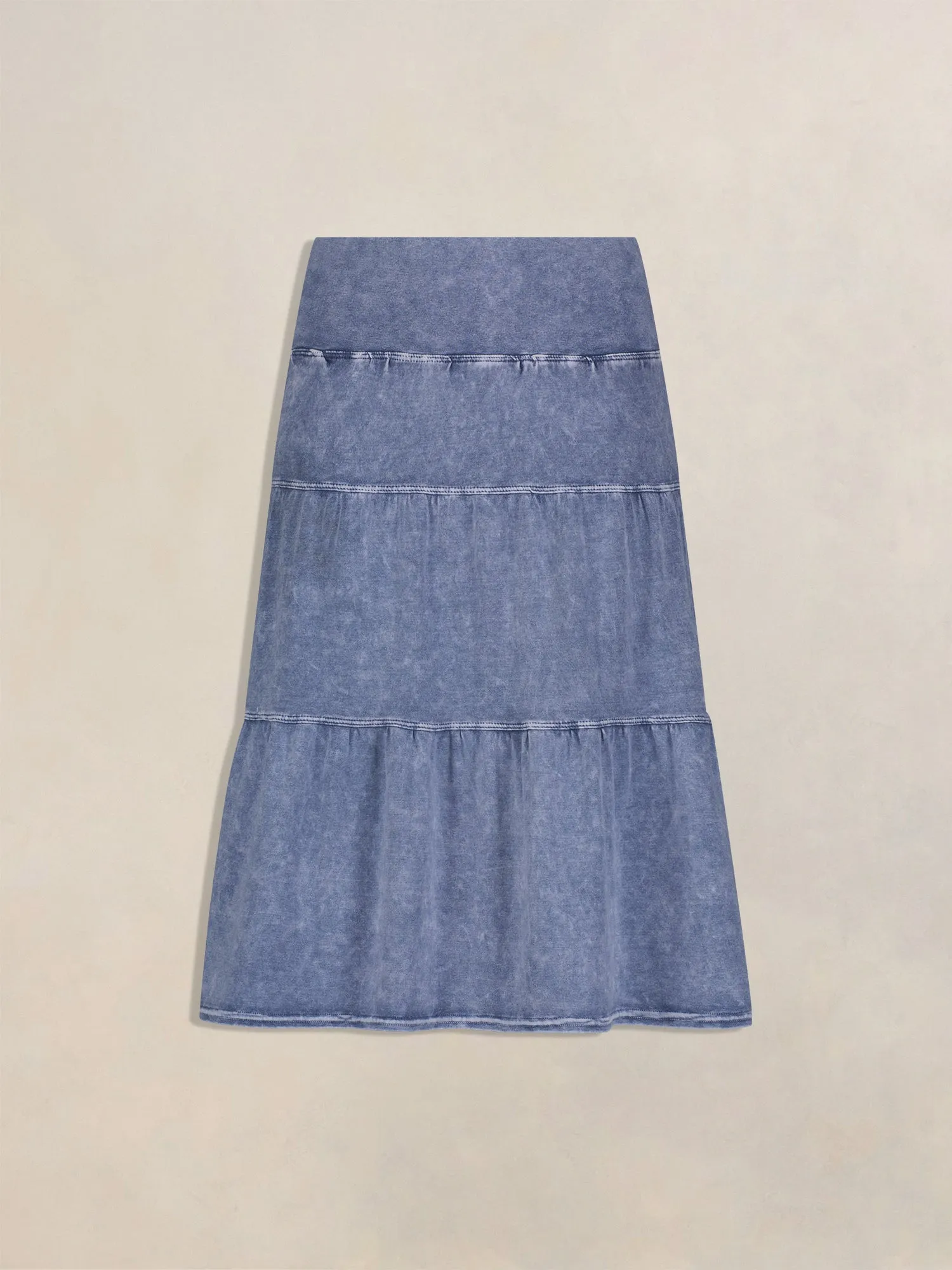 Hard Tail Tiered Knee Length Skirt T-229