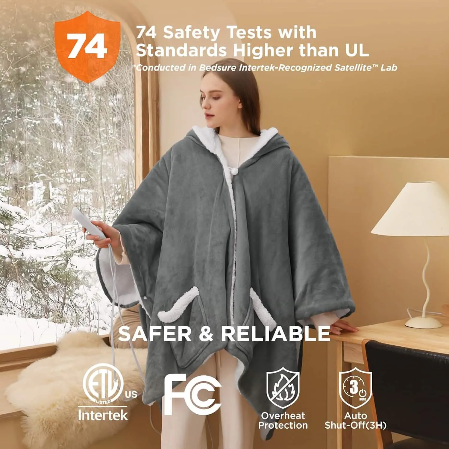 Heated Sherpa Fleece Blanket Hoddie