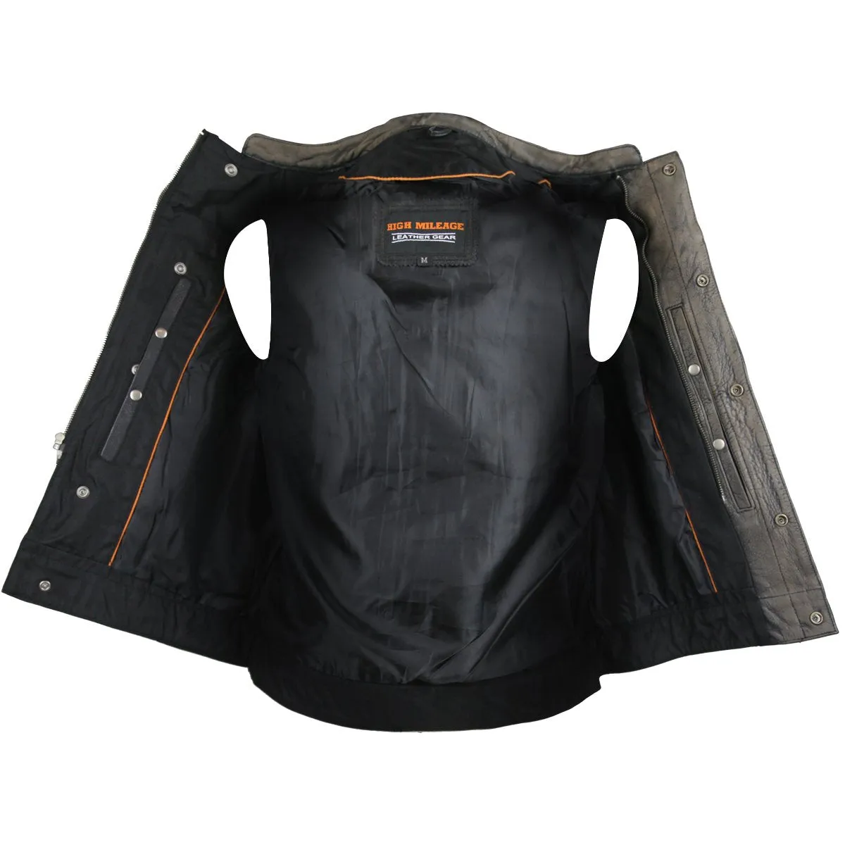 HMM914DB Vance Leather Distressed Brown Motorcycle Club Leather Vest