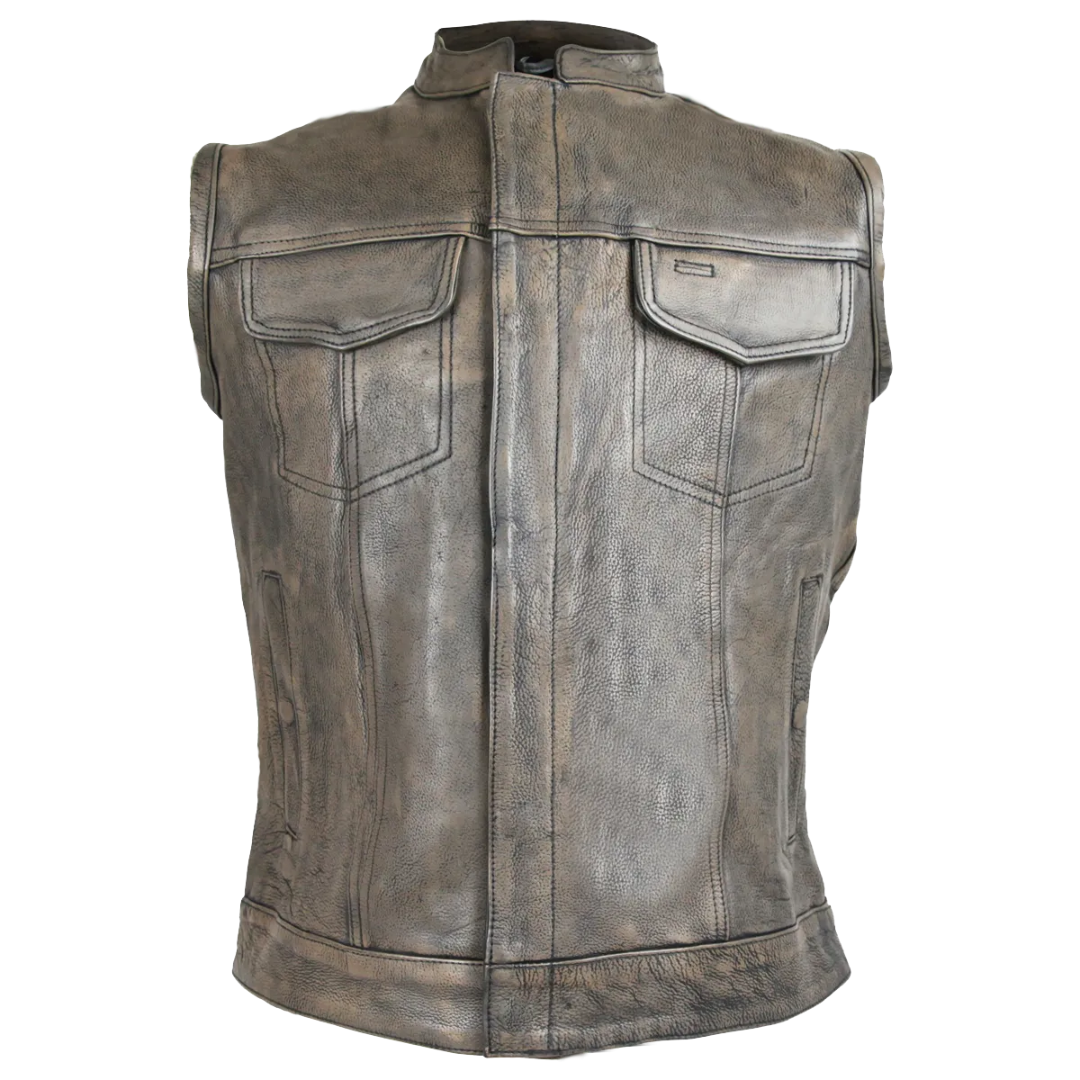 HMM914DB Vance Leather Distressed Brown Motorcycle Club Leather Vest