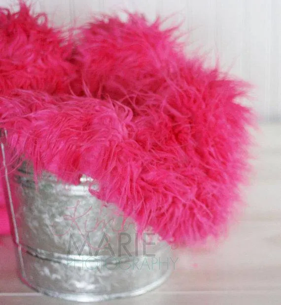 Hot Pink Mongolian Faux Fur Photography Prop Rug Newborn Baby Toddler