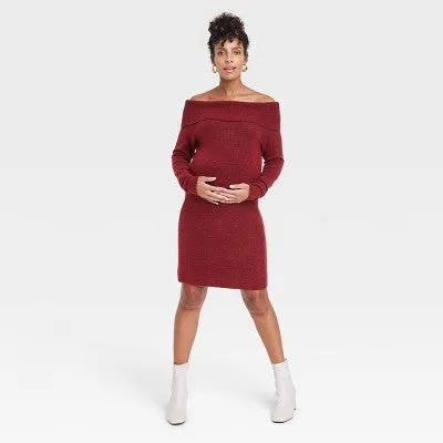 Isabel Maternity Women's Off The Shoulder Maternity Sweater Dress