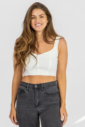 IVORY KNIT BODICE CROP TANK