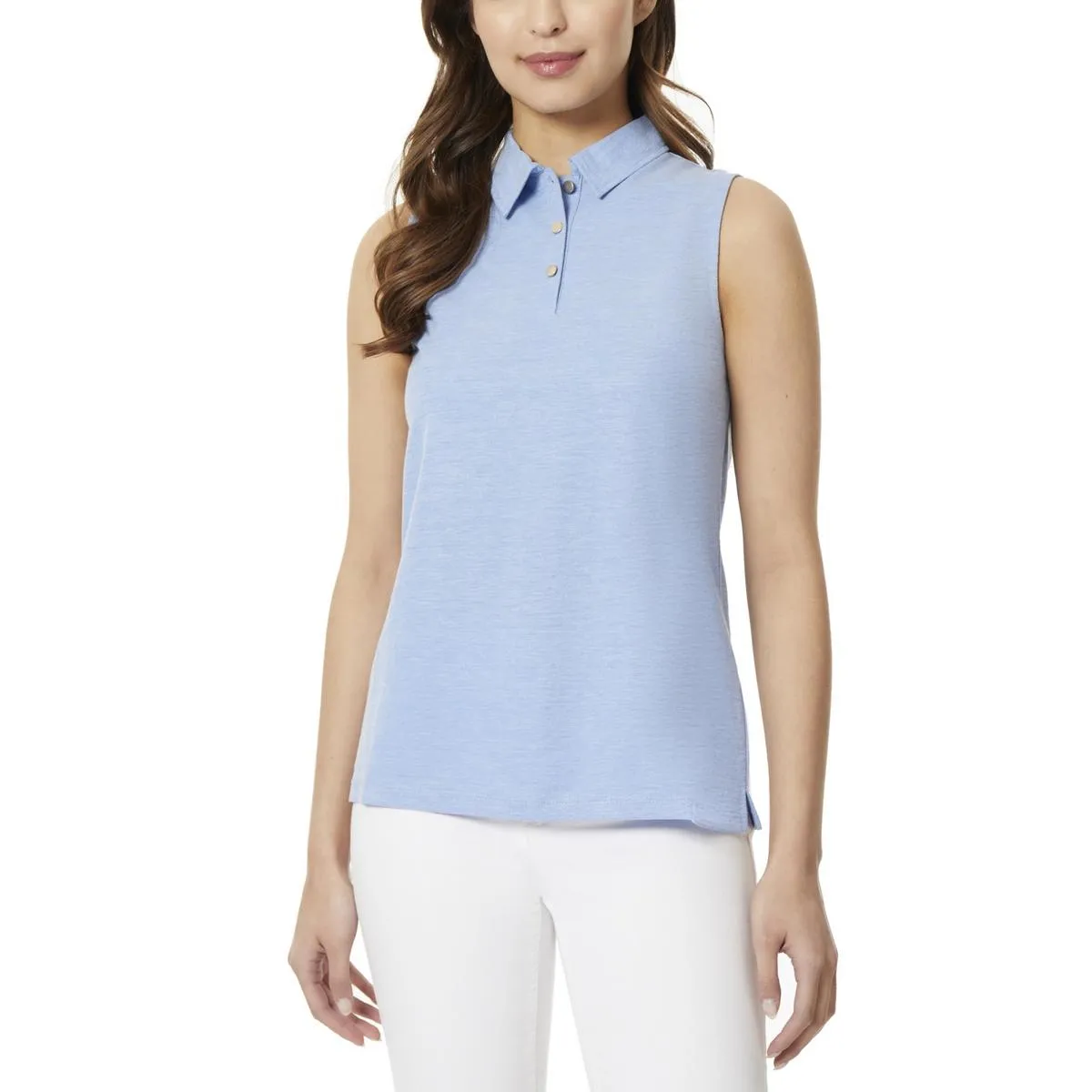 Jones New York Womens Chambray Henley Tank Top