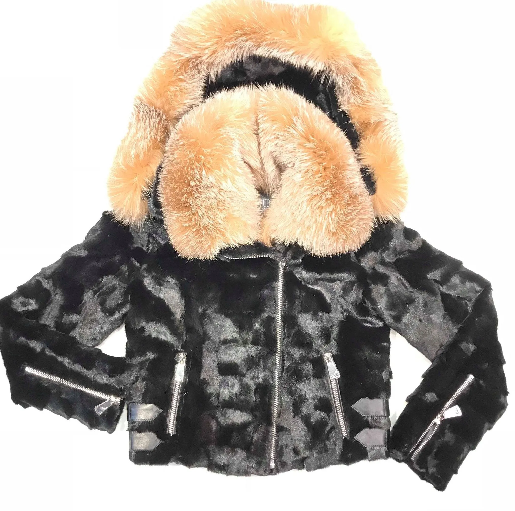 Kashani Mink Oversized Fox Fur Collar Coat