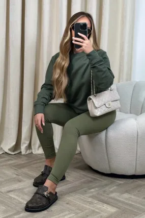 Kerris khaki sweater and legging set