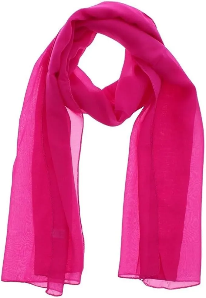 KHIM Ladies Chiffon Scarves Plain Women Neck Scarf Soft Headwrap Headscarf Sheer Wrap 172 X 74 CM