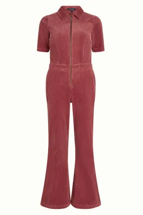 King Louie garbo flare jumpsuit corduroy desert red