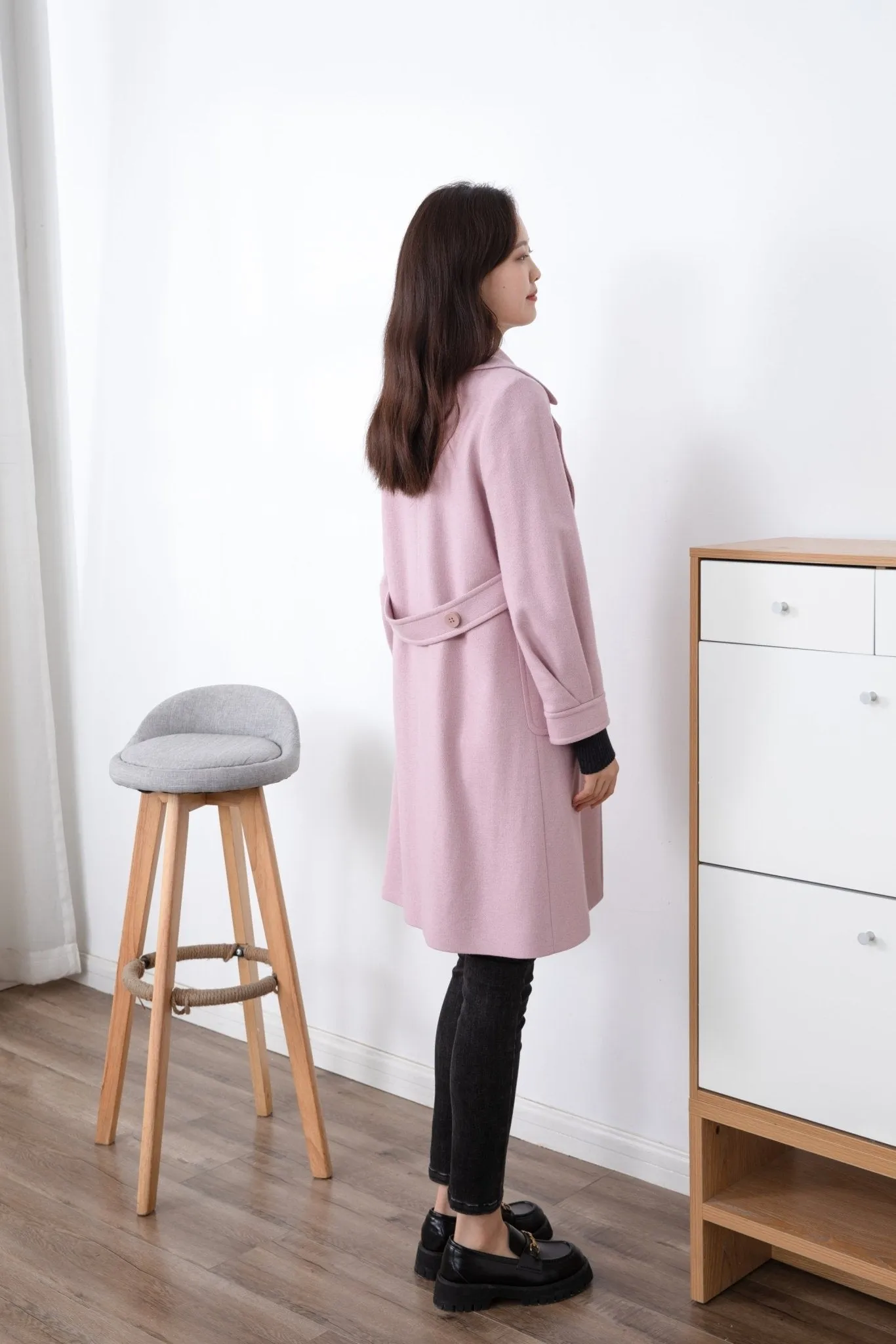 Knitted Wool Pink Overcoats