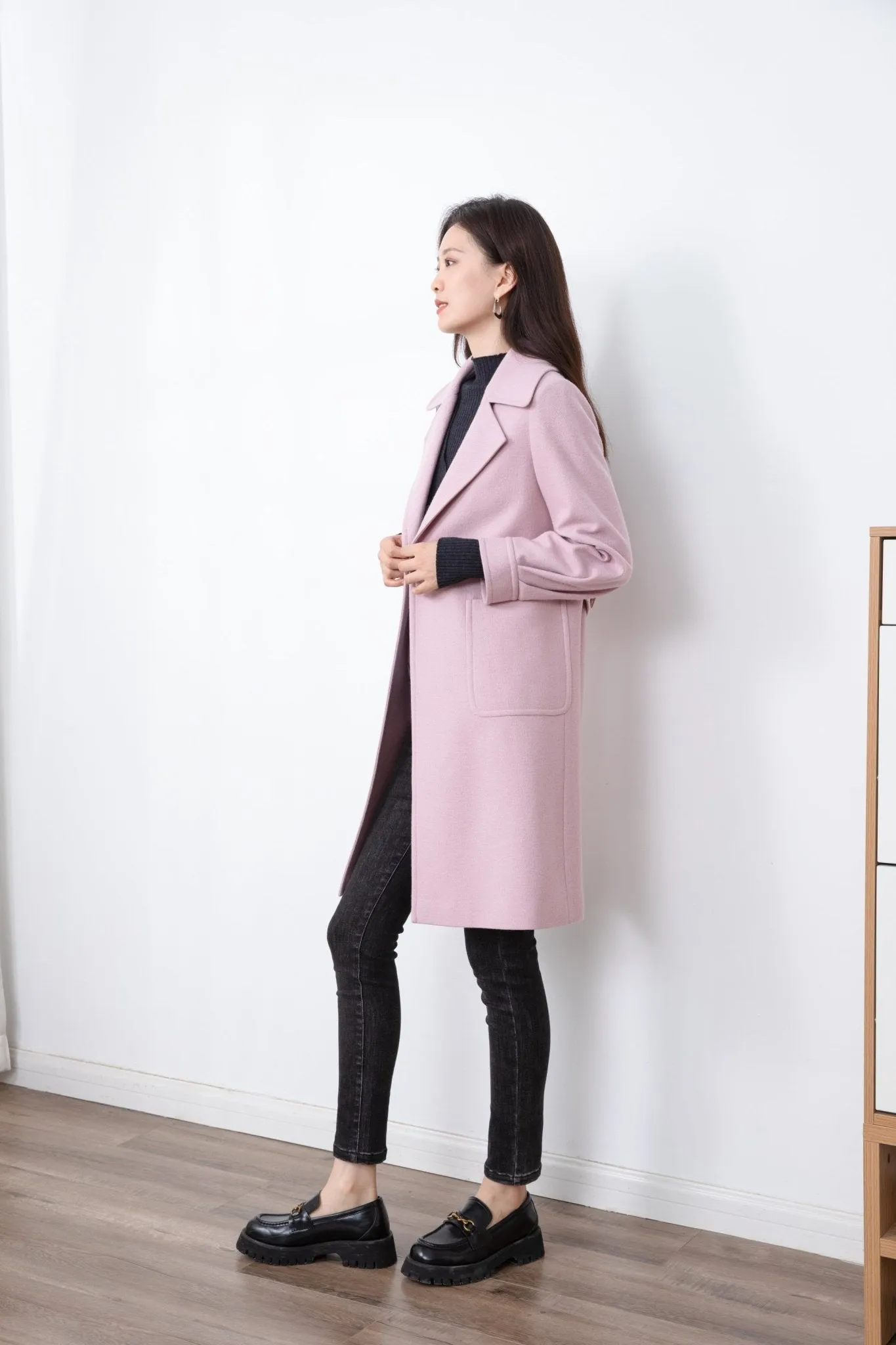 Knitted Wool Pink Overcoats