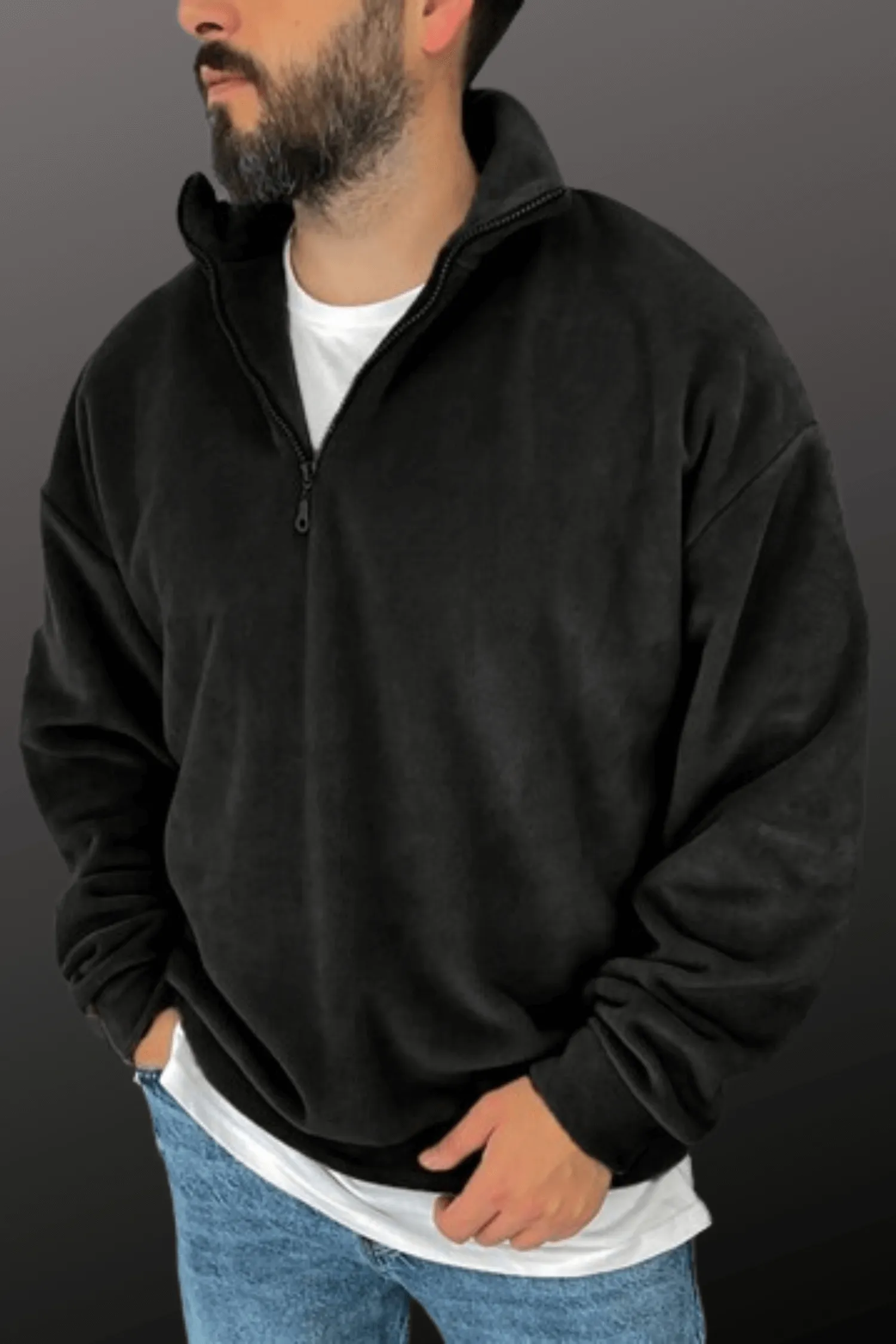 Laidback Vibes: Men's Half-Zip Casual Sweatshirt