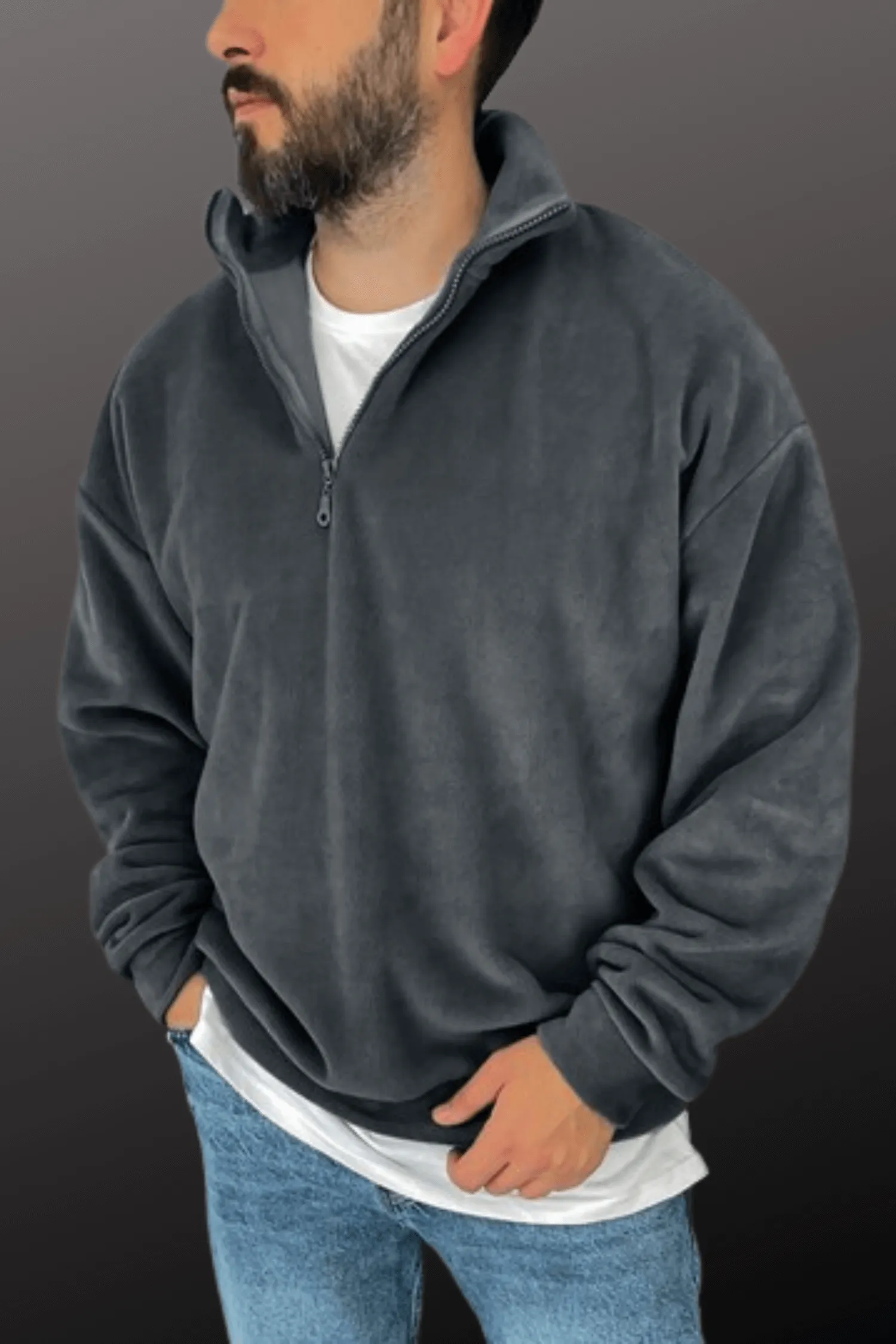 Laidback Vibes: Men's Half-Zip Casual Sweatshirt