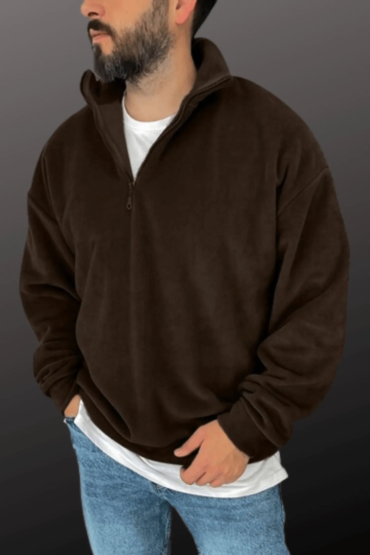 Laidback Vibes: Men's Half-Zip Casual Sweatshirt