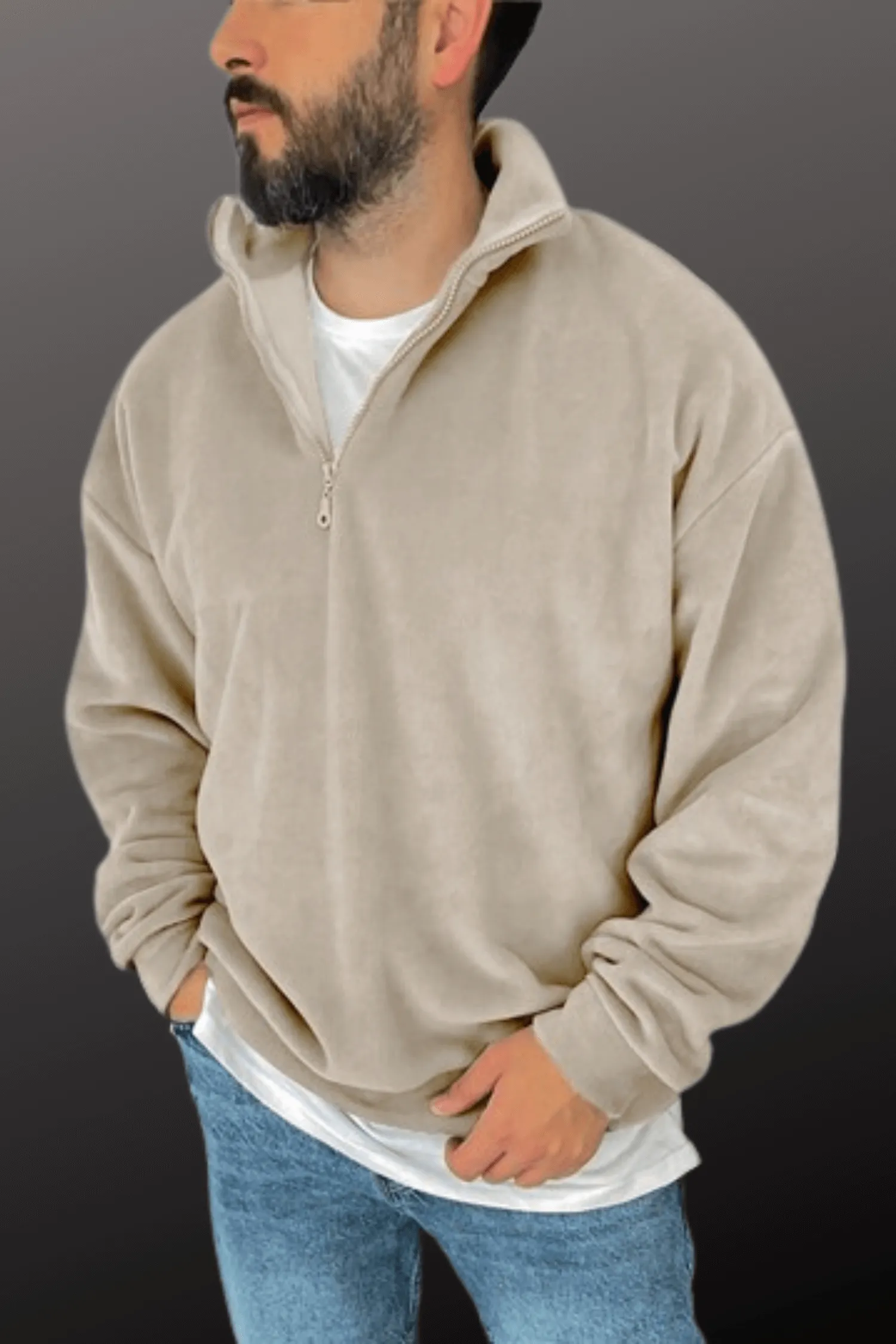 Laidback Vibes: Men's Half-Zip Casual Sweatshirt