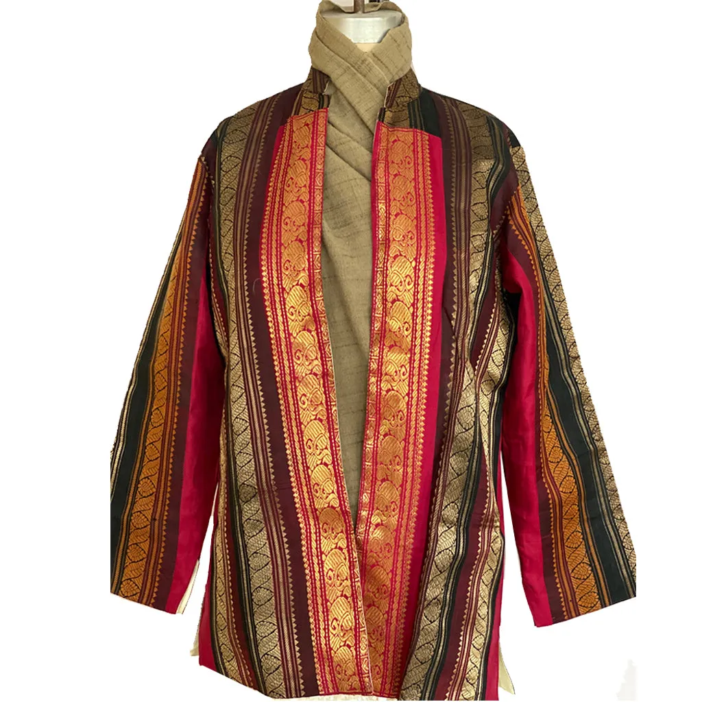 Lal Zari Jacket with Sari Borders