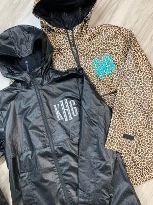 Leopard Print Charles River Rain Jacket Monogrammed