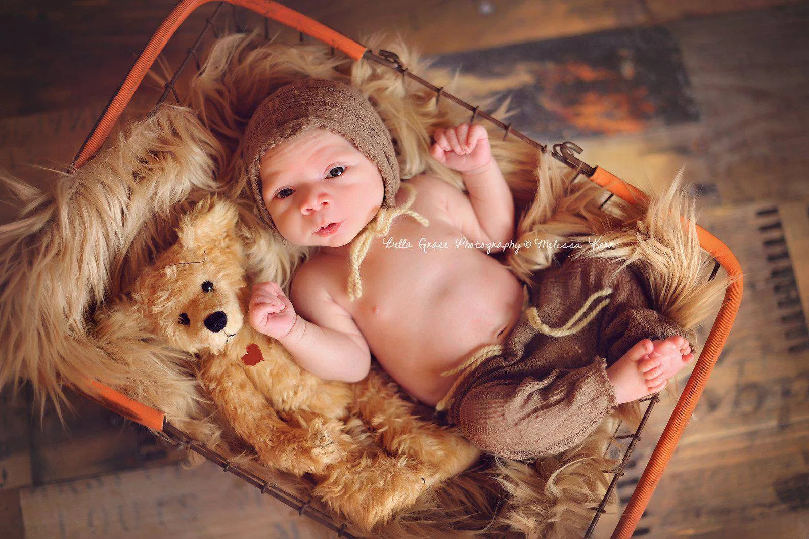 Light Brown Mongolian Faux Fur Rug Photography Prop Newborn Baby