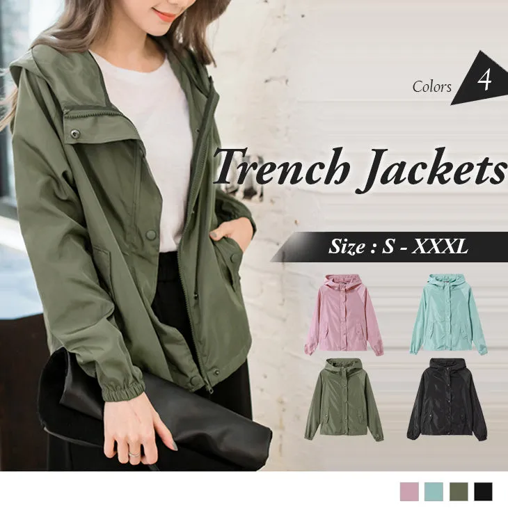 LONG SLEEVE HOODED-TRENCH JACKETS