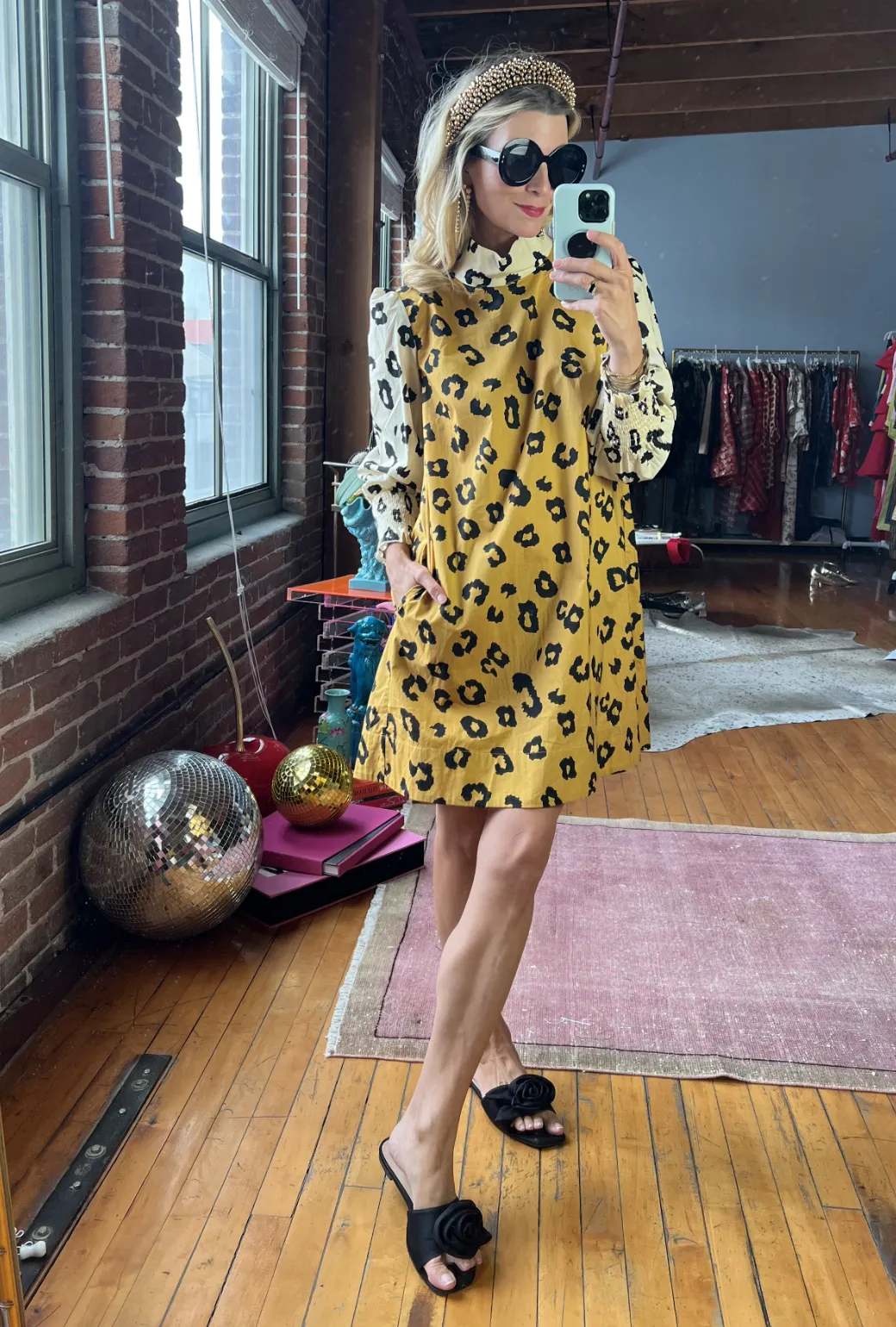 Long Sleeve Mod Dress - Cheetah