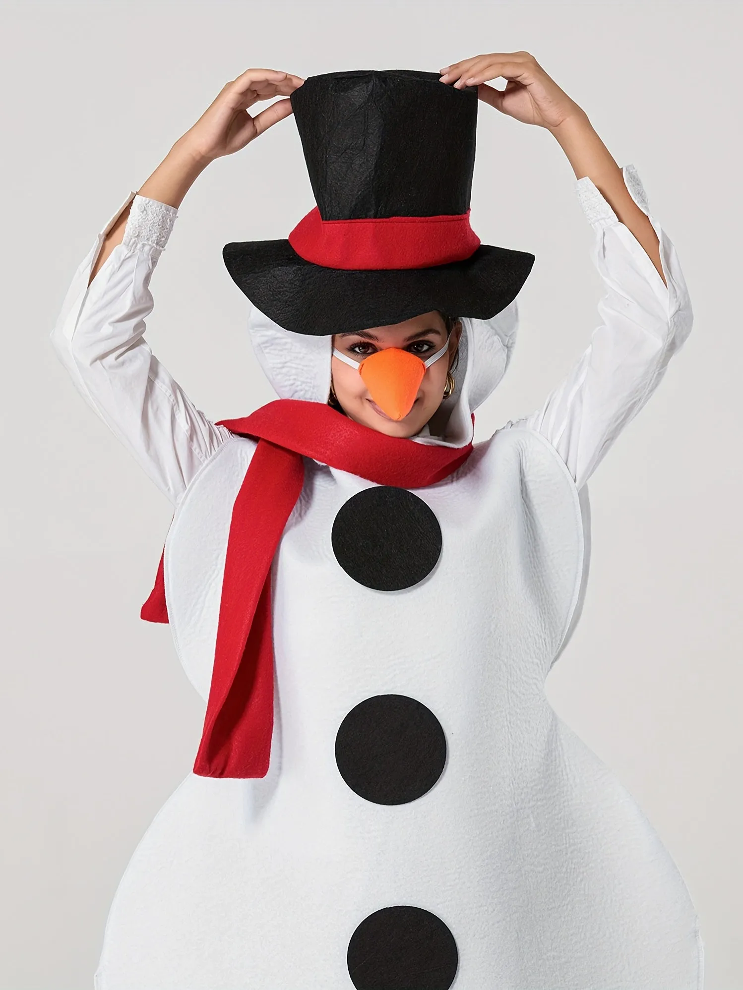 Long Sleeve Snowman Costume for Women and Men   Hat   Scarf   Nose - Christmas Cosplay Clothes Outfit