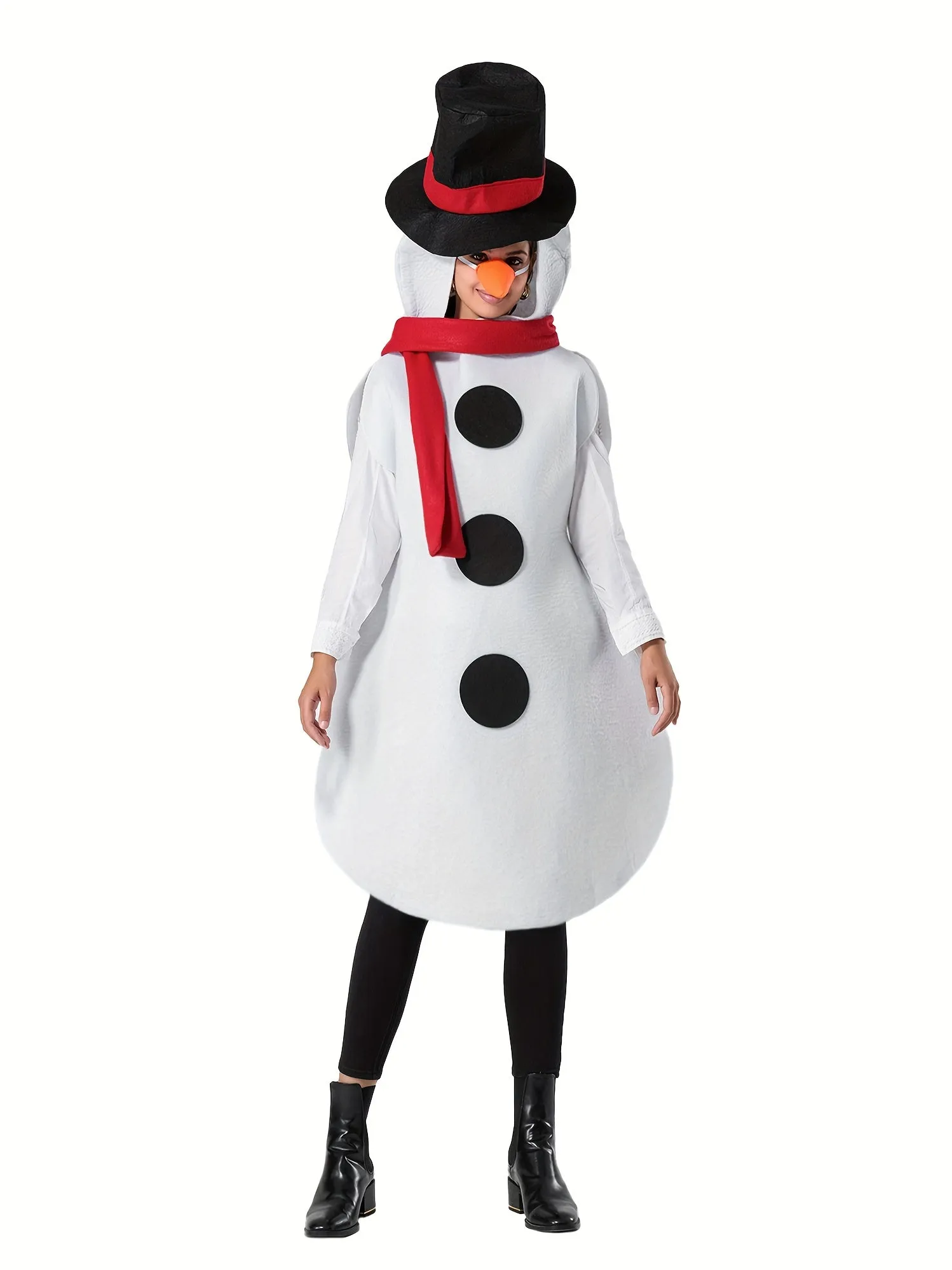 Long Sleeve Snowman Costume for Women and Men   Hat   Scarf   Nose - Christmas Cosplay Clothes Outfit